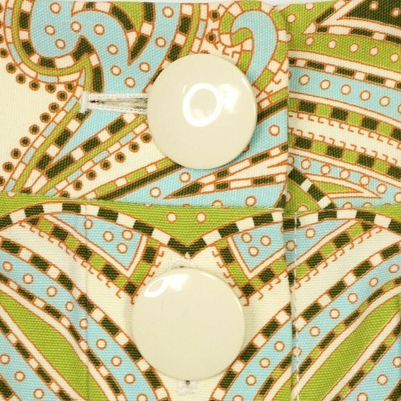 J. Crew Skirt Ivory‎ Green Blue Paisley Pockets 2 - Picture 7 of 12